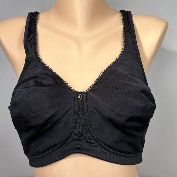 Olga Bra 42C Suddenly Smooth Wireless Wire Free Full Coverage Style 30582 Black - Picture 1 of 6